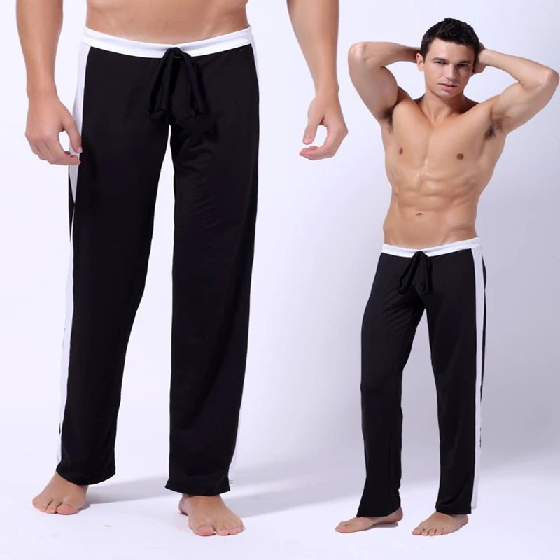European and American men low-waisted sports pants black and yellow with yoga fitness sports household pants pure cotton casual