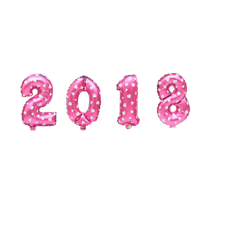 4 шт./лот цифры 2018 Золотой/Серебряный/красный/16-дюймовый воздушный шар