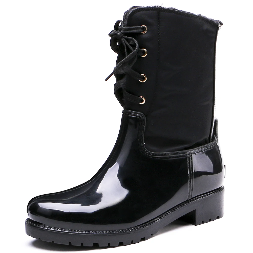 

TONGPU Women's Lace-Up Soft Rain Boots with Warm Lining 20-277