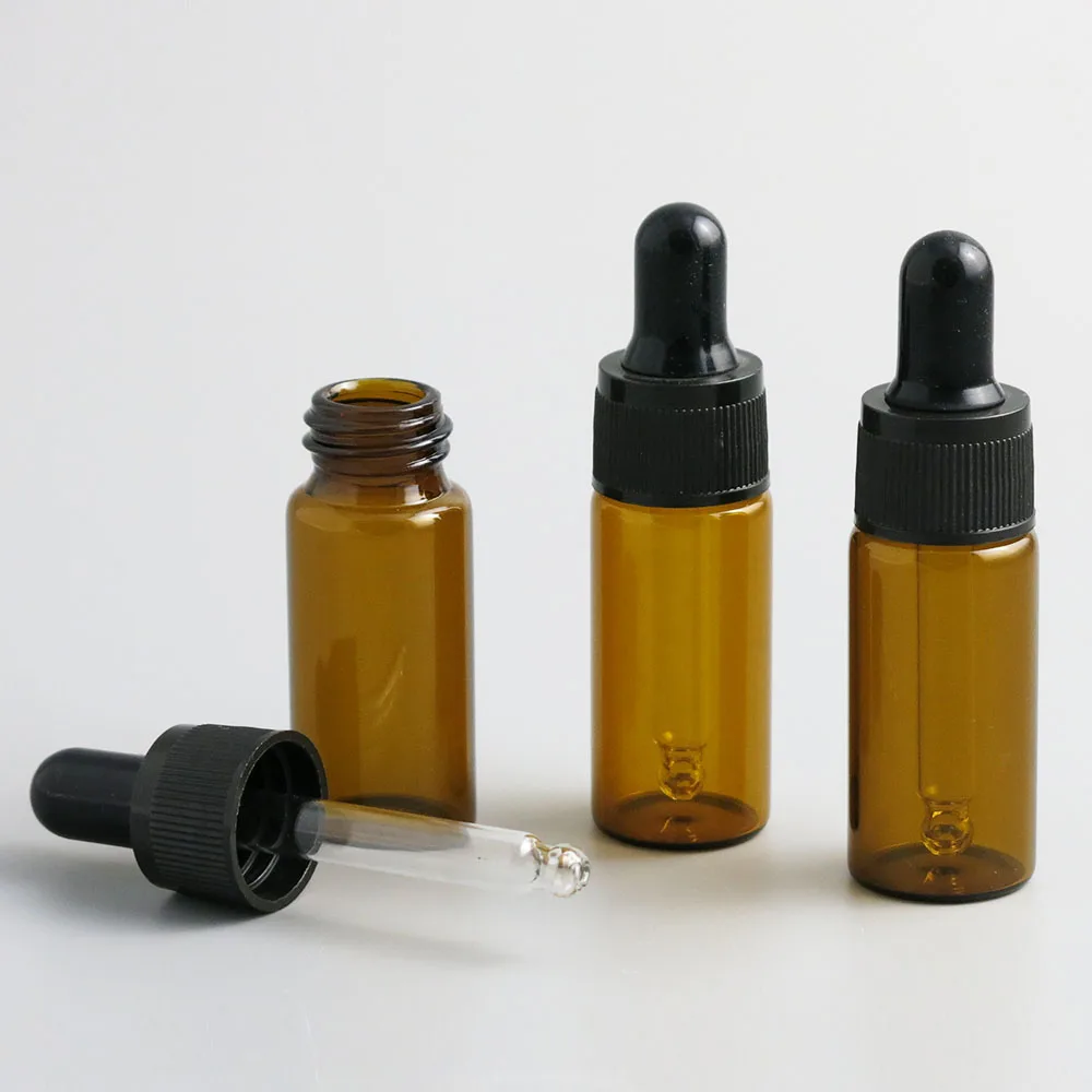 

24 x 10ml Travel Portable Amber Color E-liquid Drop Bottle for Essential Oil Chemical Cosmetic Container 1/3oz Drop Vials