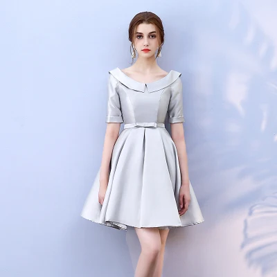 Серое мини-платье выше колена платье подружки невесты свадебное для гостей