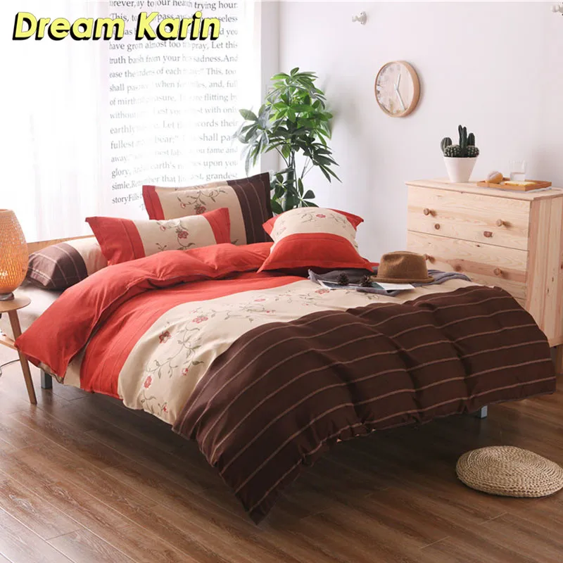 Dream Karin, высокое качество, цветочный принт, полосатый комплект постельного белья, постельное белье, одеяло, пододеяльник, набор, размер, один, двойной, полный, королева, король