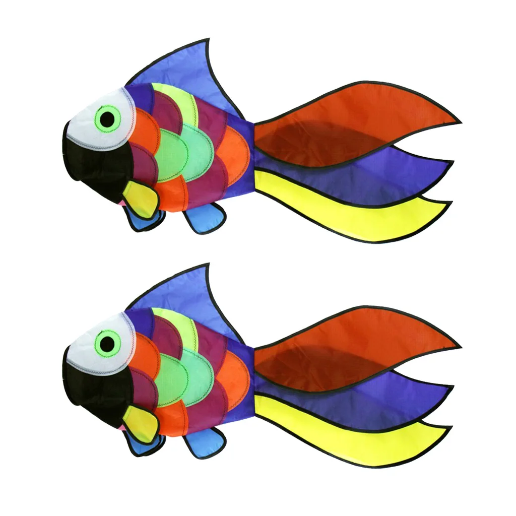 2 шт. милый воздушный змей радужной расцветки в виде рыбы ветряные Windsock уличная