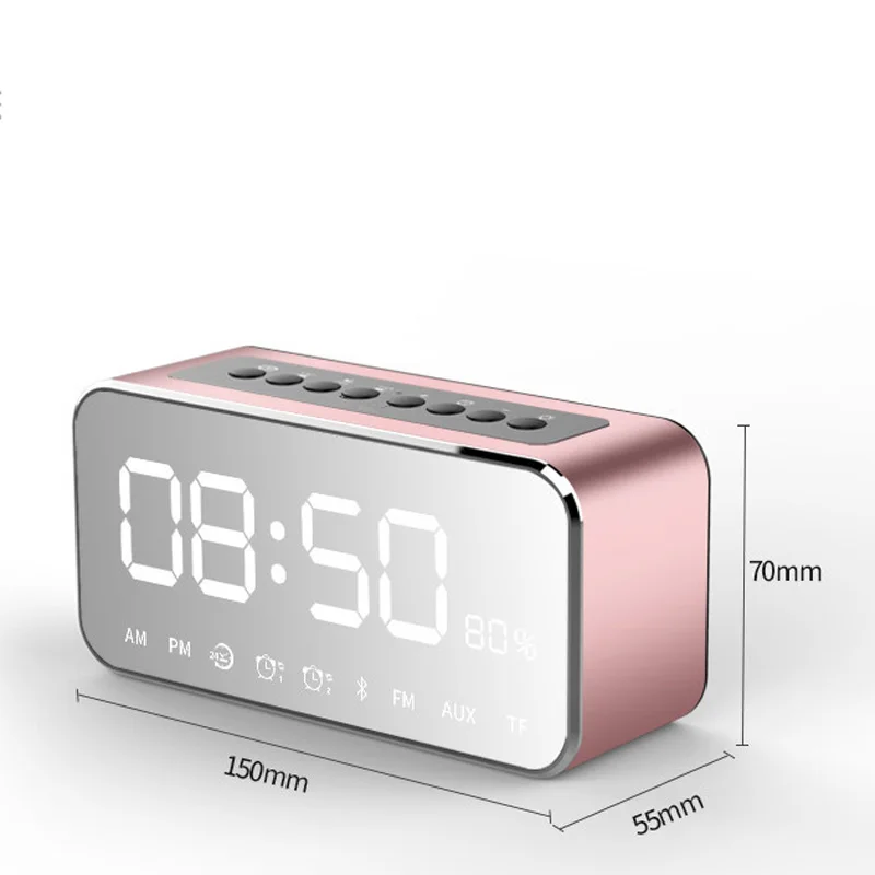 Модный Bluetooth динамик с fm-радио, будильник, mp3-плеер, светодиодный, стерео динамик, зеркальные часы MYDING