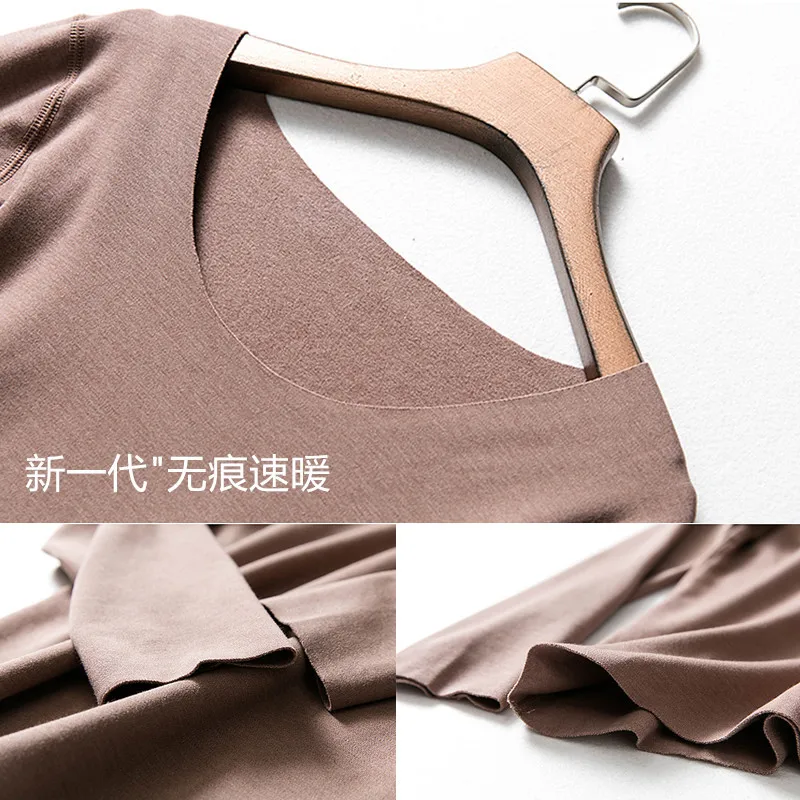 

Autumn Winter Women Long Sleeve Traceless T Shirt Tees Warm Thick Velvet T-Shirts Female Bottoming Shirt Tops Plus Size AB1490