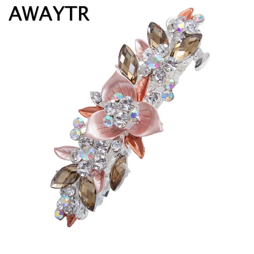 AWAYTR, 1 шт., трендовая заколка, Хрустальный цветок, шпилька, тиара, стразы, заколка для волос для женщин, Свадебные/вечерние аксессуары для волос, подарок
