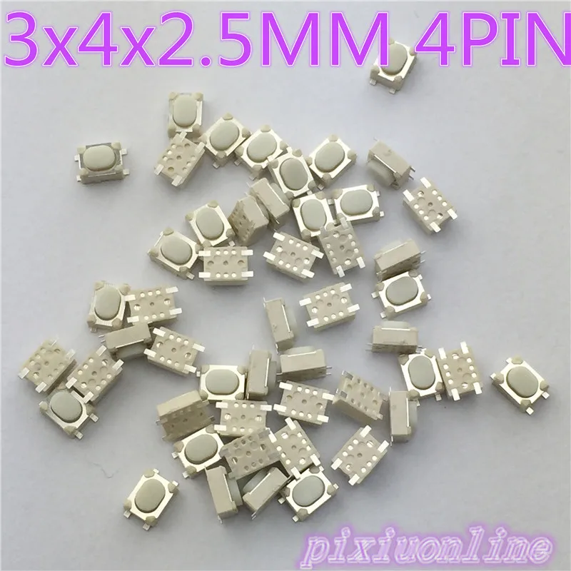 Тактовая кнопка G75Y 50 шт. SMT 3x4x2 5 мм 4 шт.|switch micro switch|switch switchswitch control |