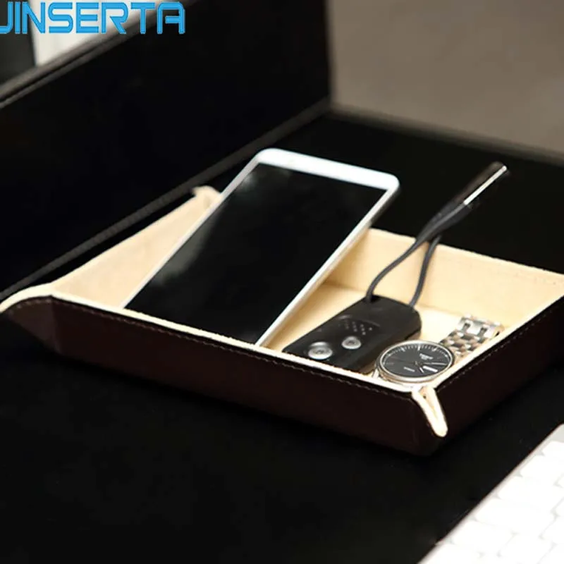 JINSERTA из искусственной кожи, брелок для ключей, складной лоток для игральных костей, Складные Часы для мобильного телефона, коробка для хранения ювелирных изделий, ящики