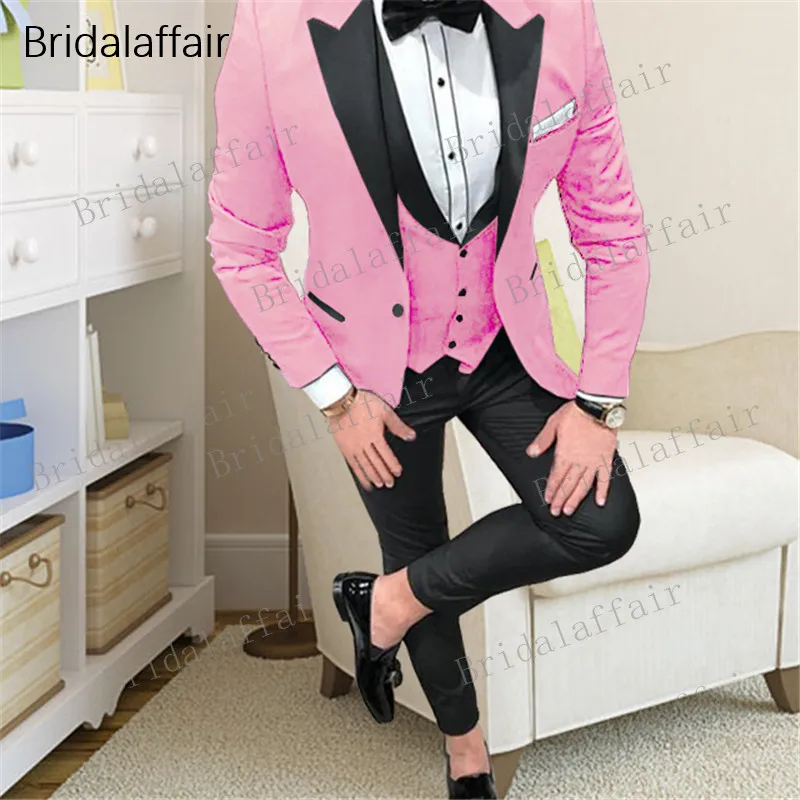 Новейший дизайн пиджака и брюк Bridalaffair мужской костюм розовые костюмы для свадьбы