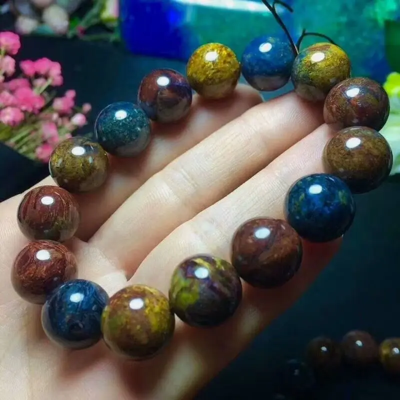 

Natural Pietersite Gemstone Round Beads Bracelet 14-13mm AAA Free Shipping