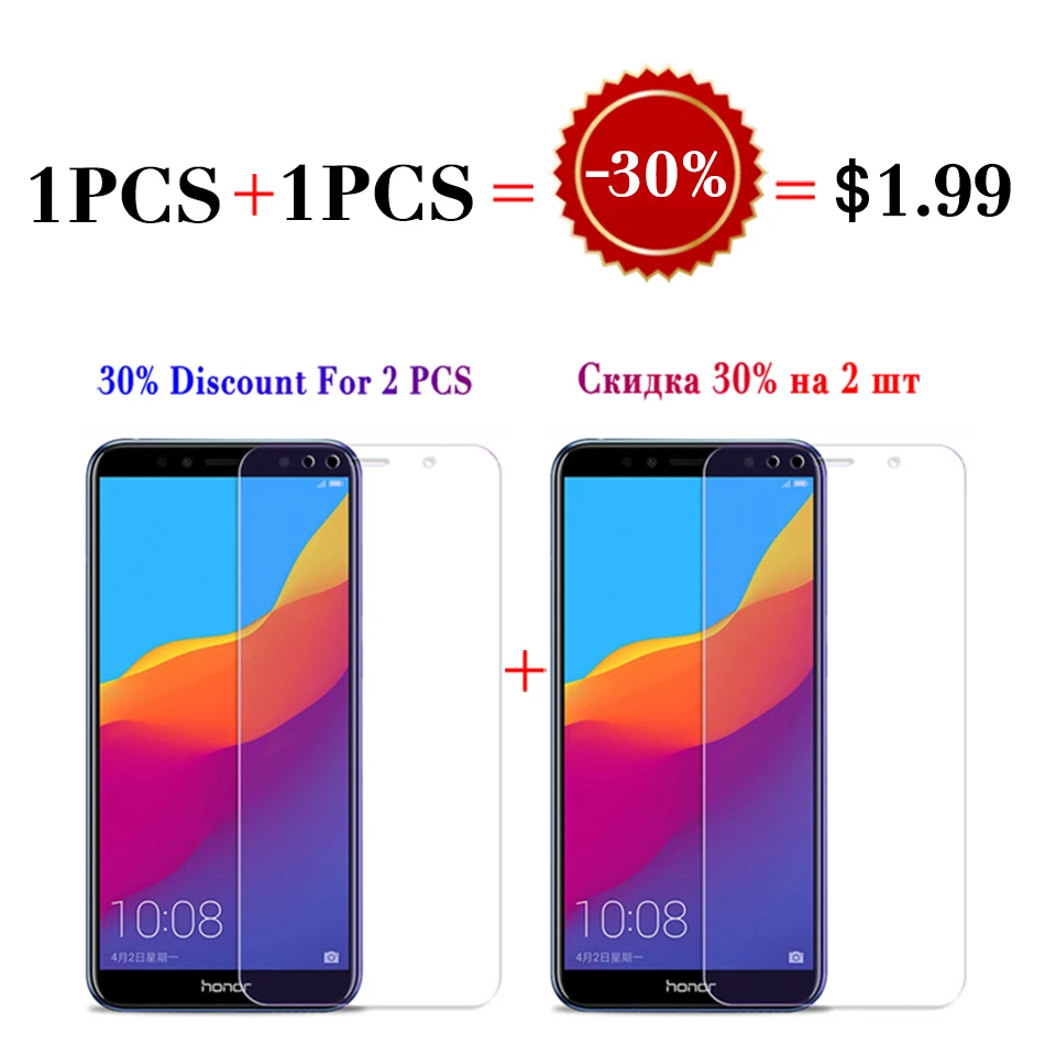 Glass honor 7a pro 7c glass on the for huawei 7x x7 7s s7 screen protector c7 a7 7 a x c s film honor7x huavei protect |