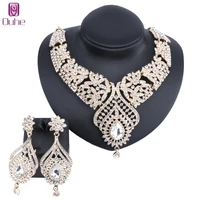 womens elegant austrian crystal statement necklace earrings jewelry set for wedding dress 5 colors