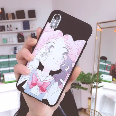 SAM S10 plus милый Сейлор Мун чехол для телефона для samsung Galaxy S10/S10e/S9 plus/S9/S8 розовая девушка мягкая задняя крышка Капа Coque - Цвет: As shown in