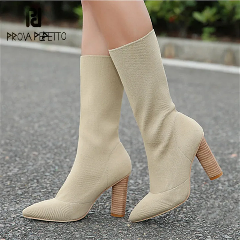 Prova Perfetto растягивающиеся тканевые ботильоны для женщин на высоком массивном