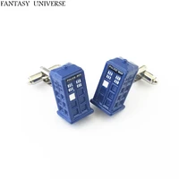 fantasy universe cufflinks cosplay high quality kawaii blue telephone box metal fashion jewelry womanboy gift