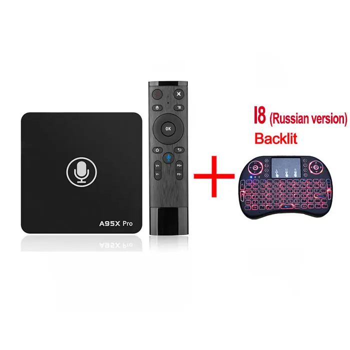 2G 16G I8-RU-Backlit Google tv Box A95X Pro 2G 16G Smart Android 7,1 tv Box Голосовое управление Amlogic S905W WiFi LAN медиаплеер PK X96 мини X96 мини - Цвет: 2G 16G I8-RU-Backlit