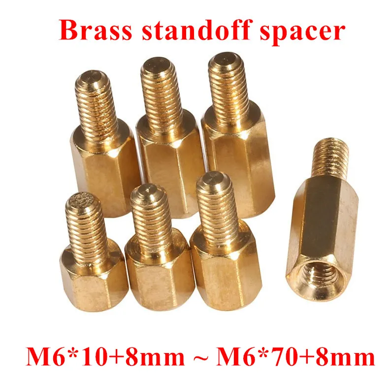 

30pcs M6*10/12/15/20/25/30/35/40+8mm Hex Nut Spacing Screws Brass Threaded Pillar PCB Computer PC Motherboard Standoff Spacers