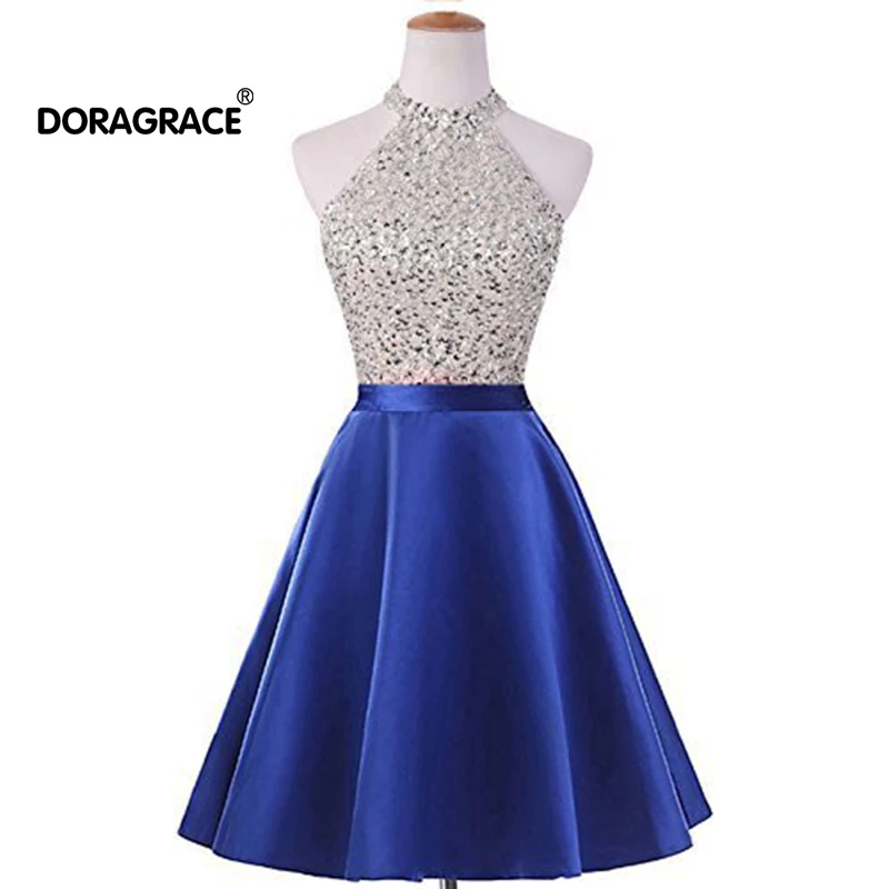 Doragrace vestidos de festa короткое вечернее платье с бусинами для дня рождения платья