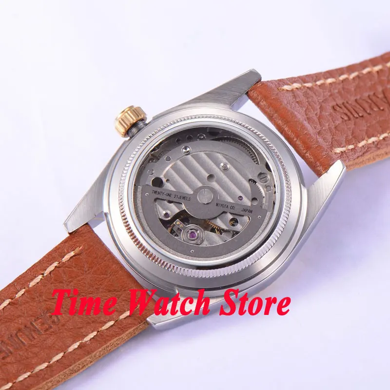 Мужской водонепроницаемый чехол с сапфировым стеклом Parnis 36 мм Miyota 821A 5ATM|watch game|watch