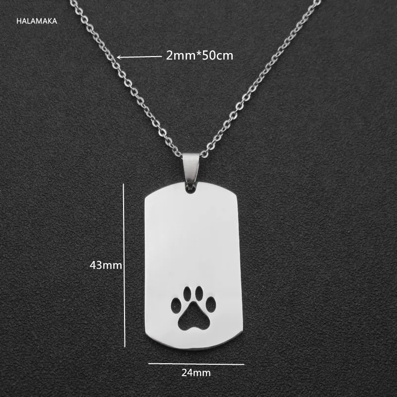 Цепочка с подвеской Собачья лапа из нержавеющей стали 316L|stainless steel blanks|dogtag necklaceblank