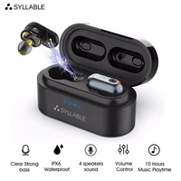 original syllable s101 tws earphones with qcc3020 chip earbuds strong bass waterproof sport headset 500mah s101 volume control