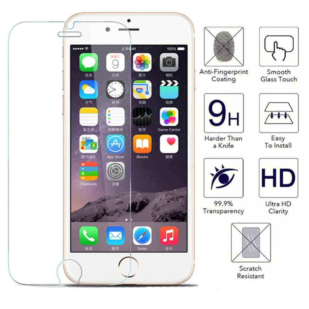 Для iPhone 8/8 Plus 7/7 6/6S защита для экрана из закаленного стекла с твердостью 9 H толщина