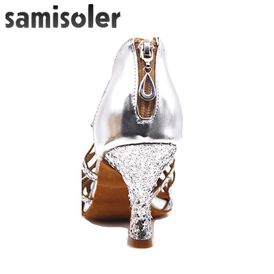 Samisoler/Блестящая обувь с вырезами; женская обувь для латинских танцев; Танцевальная обувь для танго, джаза; обувь для сальсы, бальных танцев; модная обувь для танцев 5-10 см - Цвет: heel 8.5cm