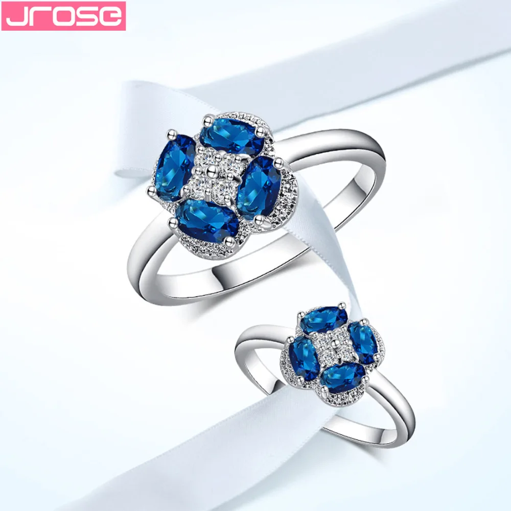 JROSE цветок синие и белые фиолетовые розовые фианиты белое позолоченное модное