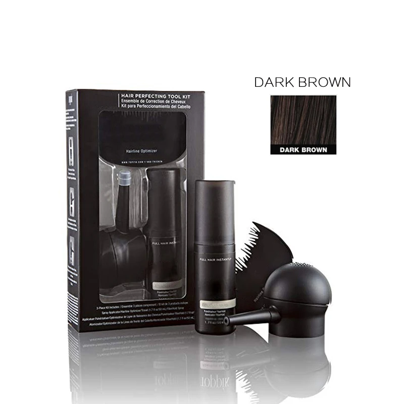 3pcs SET DARK BROWN Волосы совершенствования набор синхронизированных инструментов для истончение волос 3 предмета в комплекте, оптимизатор волос спрей для волос от облысения за Для мужчин и Для женщин 27,5 г - Цвет: 3pcs SET DARK BROWN