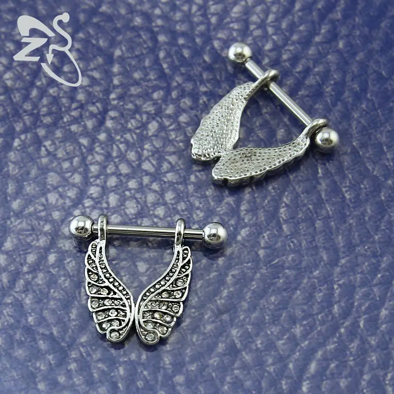 Сексуальная Бабочка Соски кольцо Бар против аллергии Нержавеющая сталь штангой