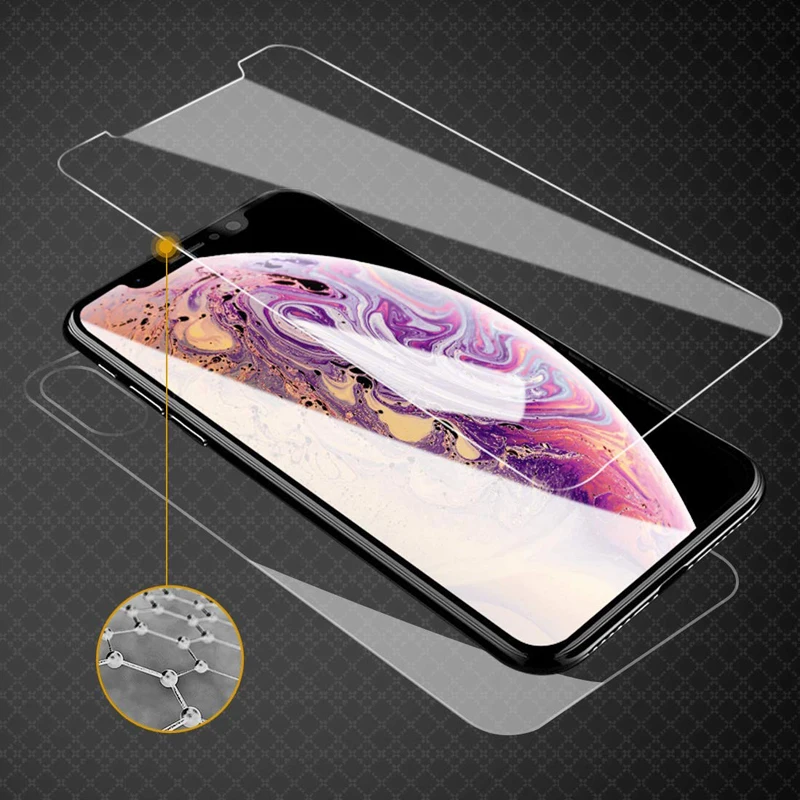 Закаленное защитное стекло 3 в 1 для iphone X XS 11 XR 6s 7 8 plus 11pro MAX SE 2020|Защитные стёкла и