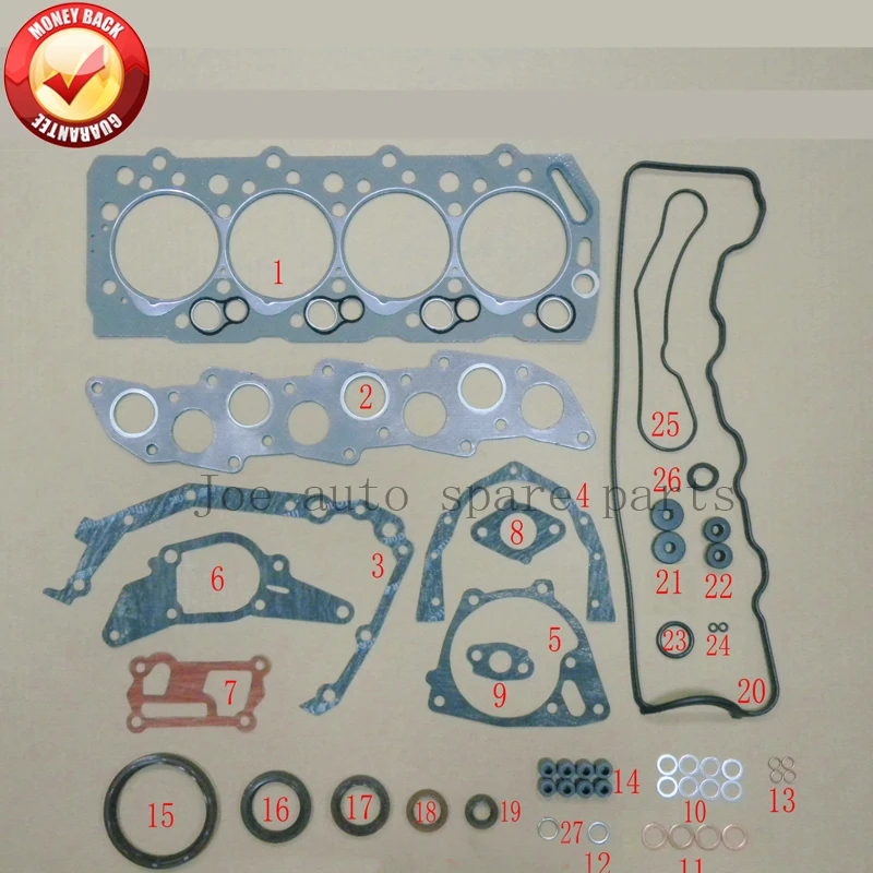 

Полный комплект прокладок двигателя D4BF 4d56 4d56t для HYUNDAI H100 L200 2.5L 20910-35A10 20910-42A00 20910-42A10 MD972160