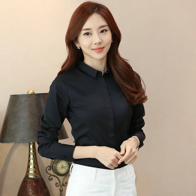 Новинка 2020 блузки с длинным рукавом рубашка женская белая черная Офисная Женская