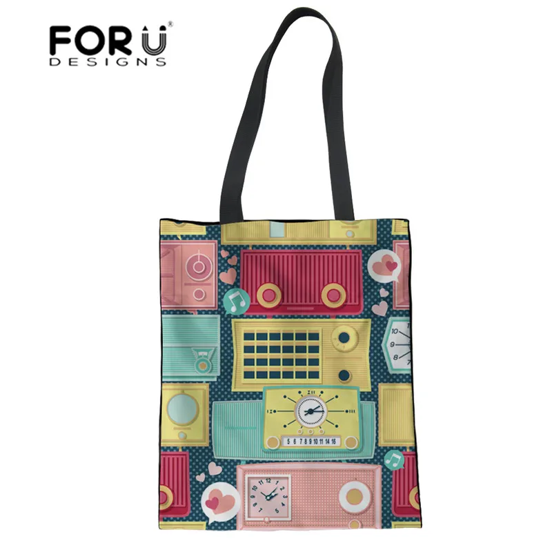 FORUDESIGNS/женская сумка для покупок большая тоут с винтажным принтом хлопковая