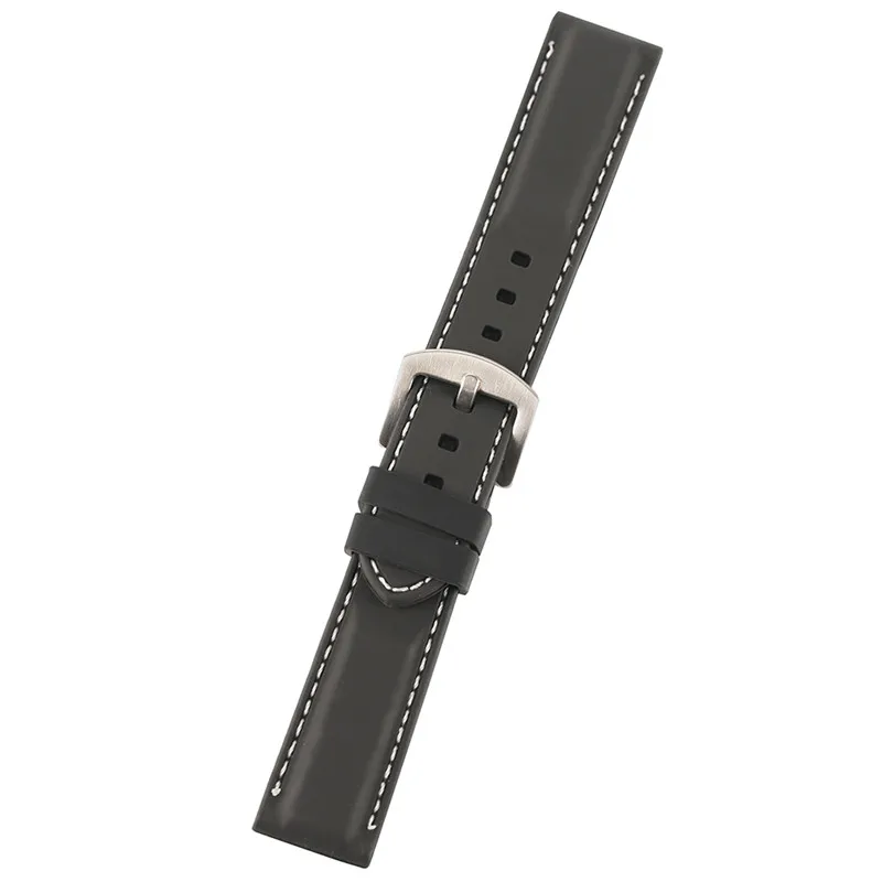 Ремешок для часов мужской черный силиконовый дайвинга белый/красный 22/24 мм|replacement