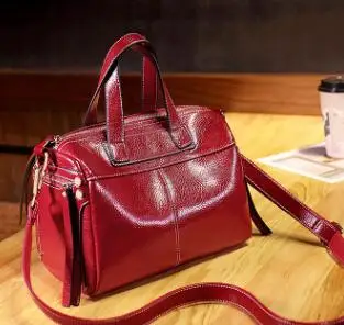 Red Сумки на плечо из натуральной кожи, модная сумка на плечо, высокое качество, женская сумка-мессенджер через плечо, T48 - Color: Red