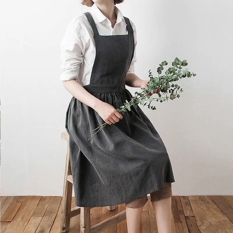 2019 Skirt Apron Brief Nordic Cotton Linen Coffee Shops And Flower Work Cleaning Aprons For Woman Washing | Дом и сад