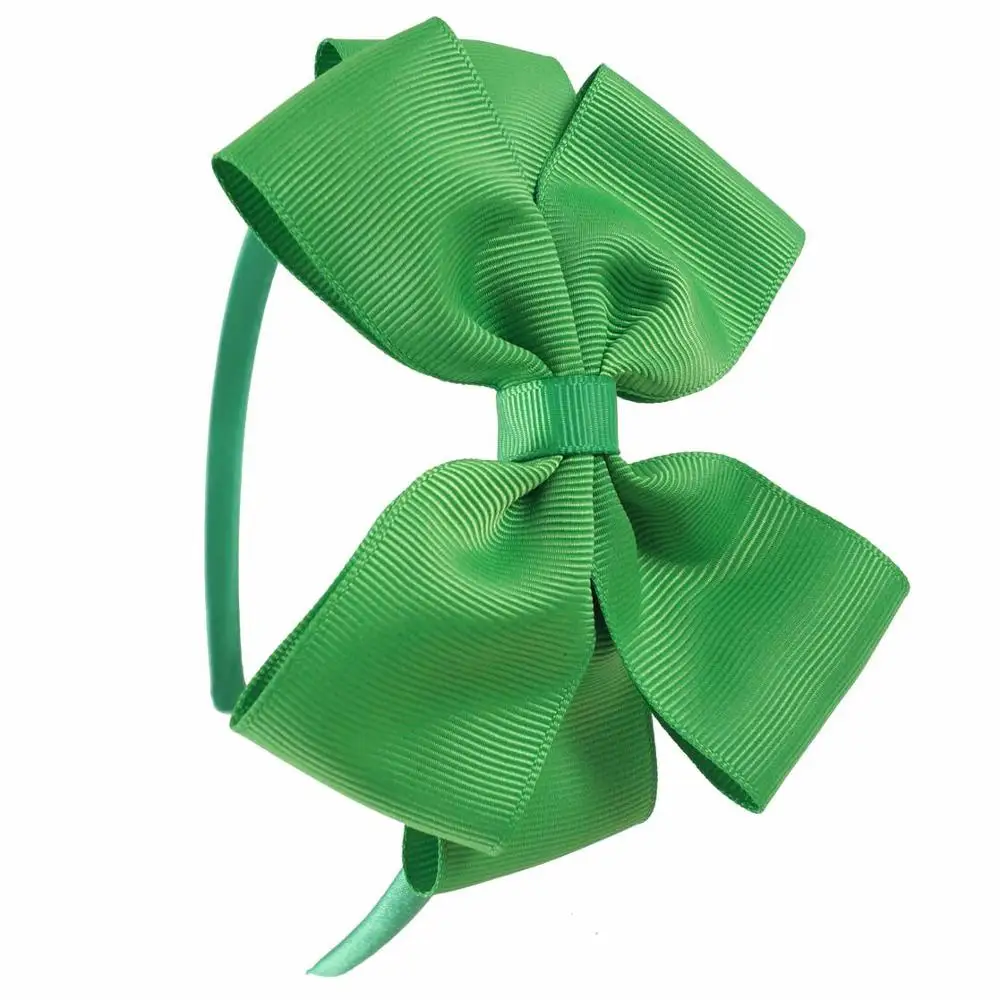 classical green 4,5 дюймов обувь для девочек плотная повязка на голову детские конфеты цвета покрыты оголовье с Grosgrain ленты лук обручи ручной работы головной убор - Цвет: classical green