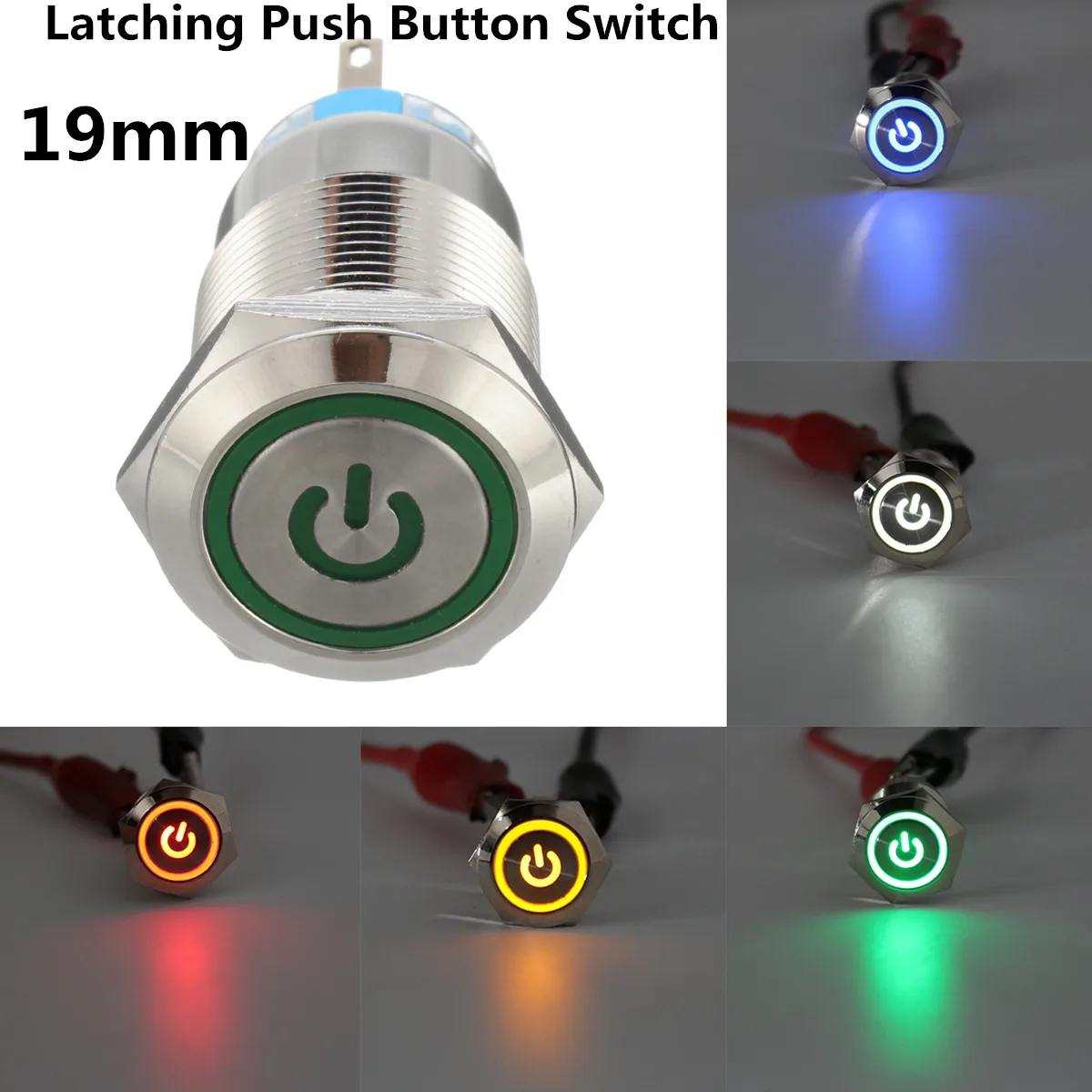 12V 5Pin 19 мм ledlatching Мощность кнопочный переключатель универсальный автомобильный переключатель с моментальной самоблокировкой Водонепроницаемый