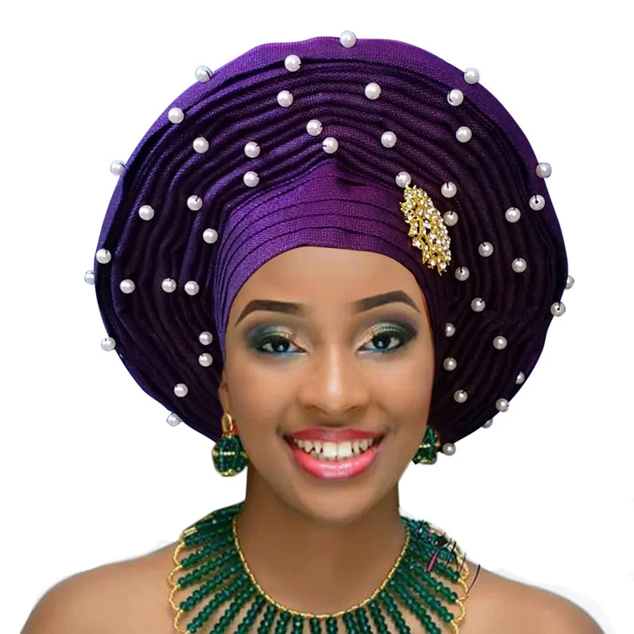 Африканский геле уже heatie Aso oke головной убор с бисером Африканский головной убор для женщин