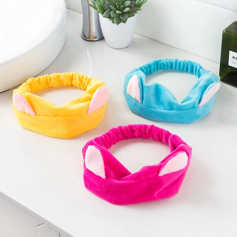 

Cute Elastic Cat Ears Headbands for Women Girls Makeup Face Washing Headband Hairdo Facial Mask Headwrap Hairband Hair Accessory