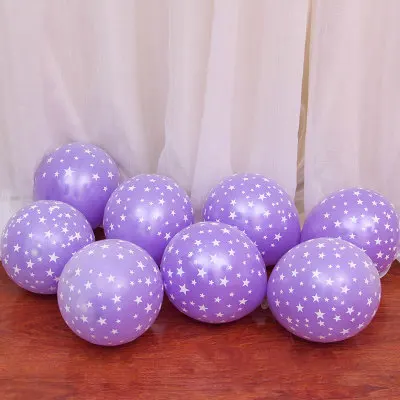 Light Purple 10 шт 12 дюймовые прозрачные голубые розовые латексные гелиевые шары со звездами для детского дня рождения принадлежности для украшения свадебной вечеринки игрушки - Цвет: Light Purple