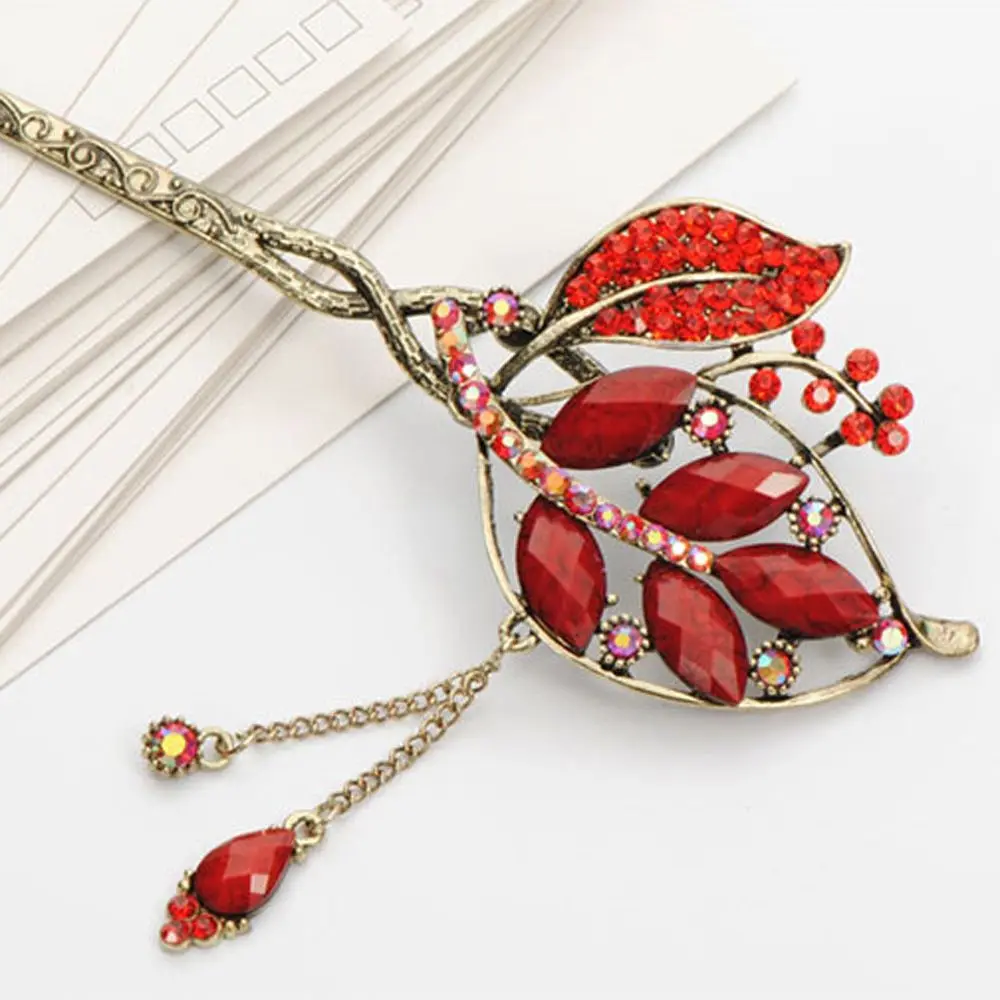 Китайские заколки для волос в классическом стиле с цветами и листьями шпильки