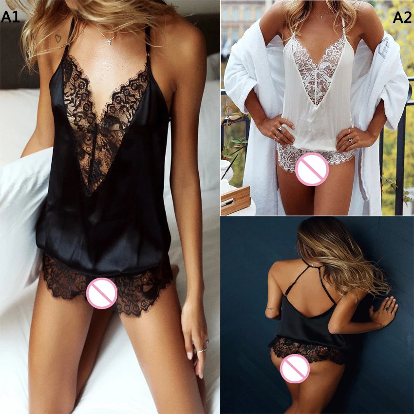 Горячая Распродажа женское сексуальное нижнее белье ночное боди с v-образным