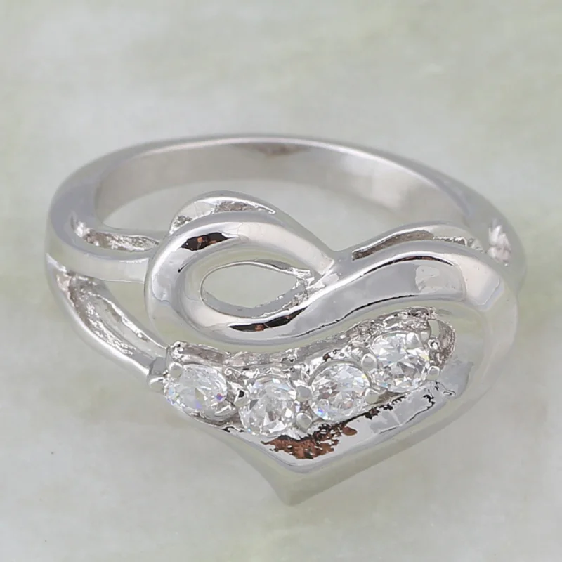 Лучший подарок Любовь кольца белый кристалл Белое золото Мода Bijoux женские Размер
