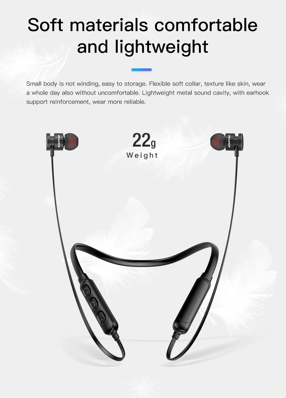 AWEI T11S, Bluetooth наушники, гарнитура, беспроводные наушники с микрофоном, 3D бас, стерео, шейным ремешком, спортивные наушники для телефона, iPhone, Xiaomi