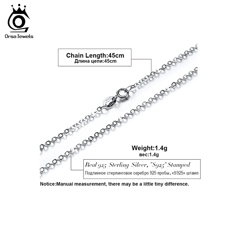 ORSA JEWELS, настоящая 925 пробы, серебряная Базовая цепочка, регулируемая цепочка Rolo, серебряные ожерелья для женщин и мужчин, хорошее ювелирное изделие, подарок OSC06