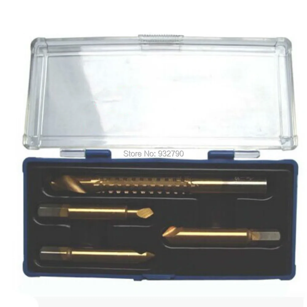 Фото Новый 4 Шт. HSS4241 Ti Винт Extractor Easy Out Дрель И Набор Направляющих Сломанной Ржавые Новый 4 Шт. HSS4241 Ti Винт Extractor Easy Out Дрель И Набор Направляющих Сломанной Ржавые