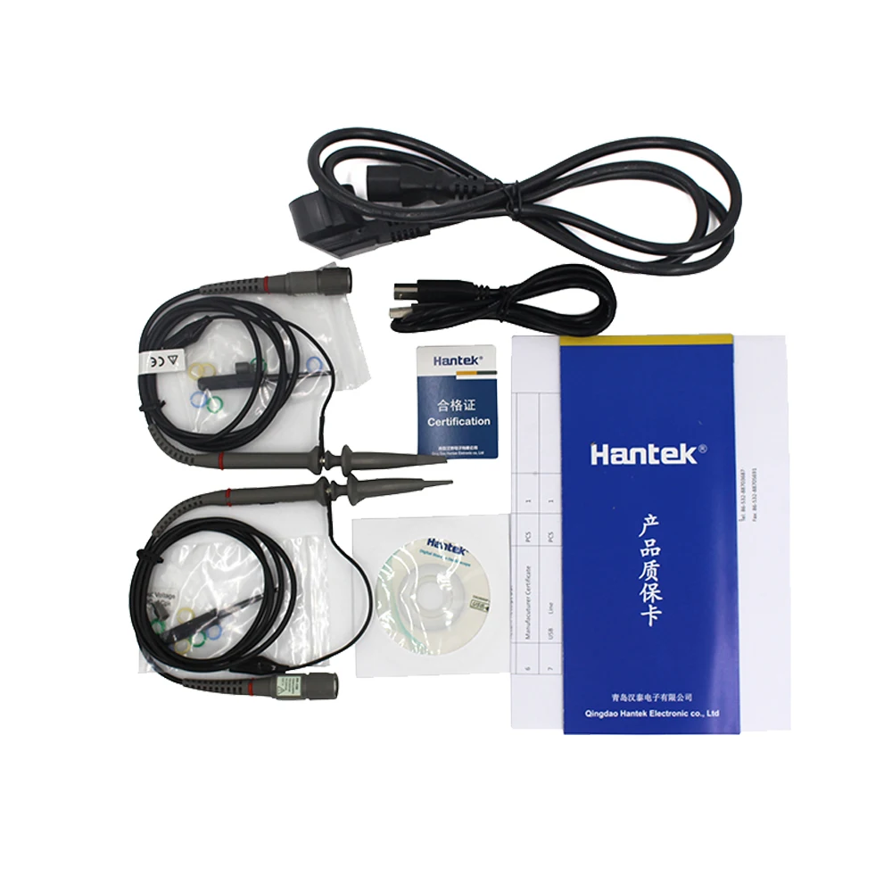 Цифровой осциллограф 200 МГц Hantek DSO5202P 2 канала 1GSa/s PC USB портативный мультиметр 7