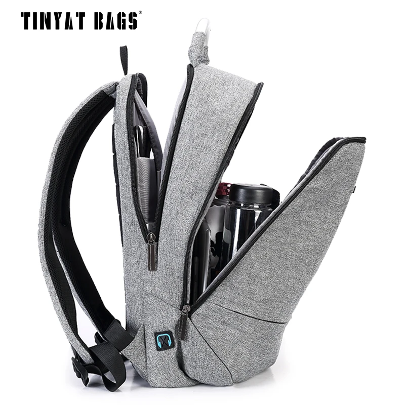 TINYAT, мужской холщовый рюкзак для 15,6 дюймов, рюкзак для ноутбука, рюкзак для путешествий, мягкий рюкзак, wo, для мужчин, mochila, школьные сумки для подростков, T850